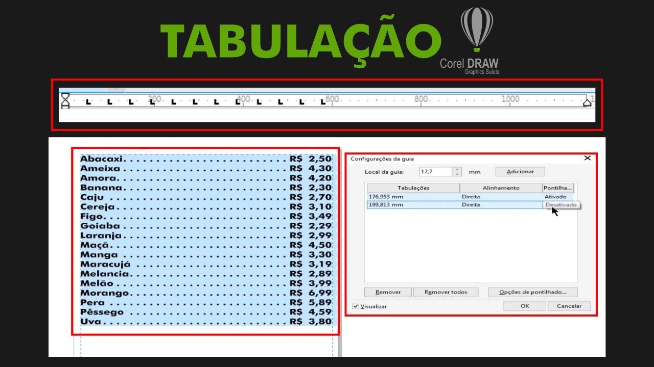 CorelDraw - Tabulação