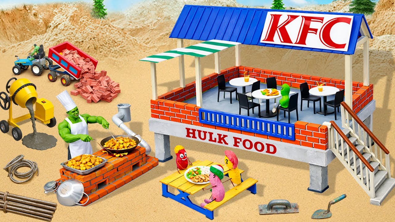 Mini tractor builds a strong concrete restaurant after a crocodile attack | Construction project