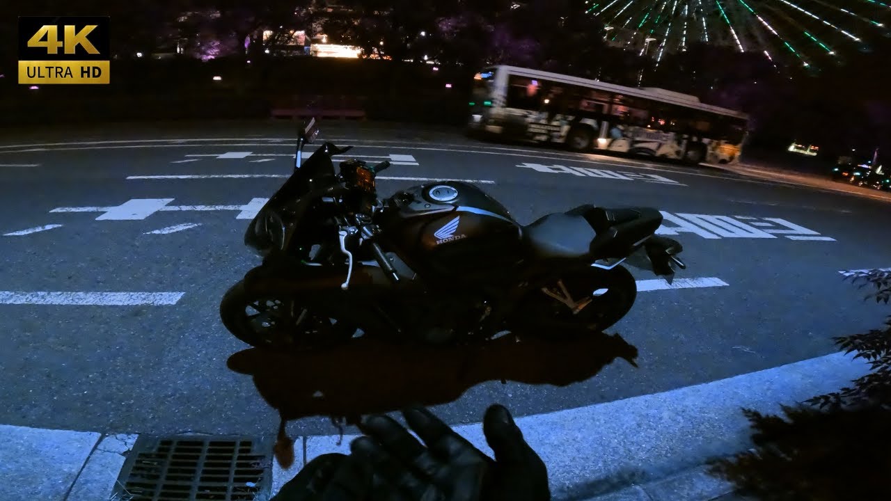 ふと走りたくなる暗いベイエリア Osaka Night Ride By HONDA CBR650R | R'sgear Pure Sound Motorcycle POV