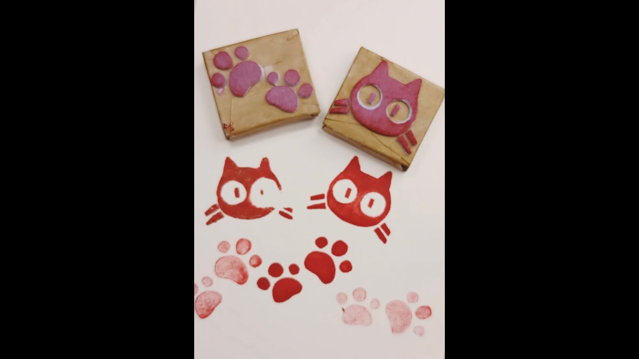 Como hacer sellos caseros de foami / sellos de gatito kawaii