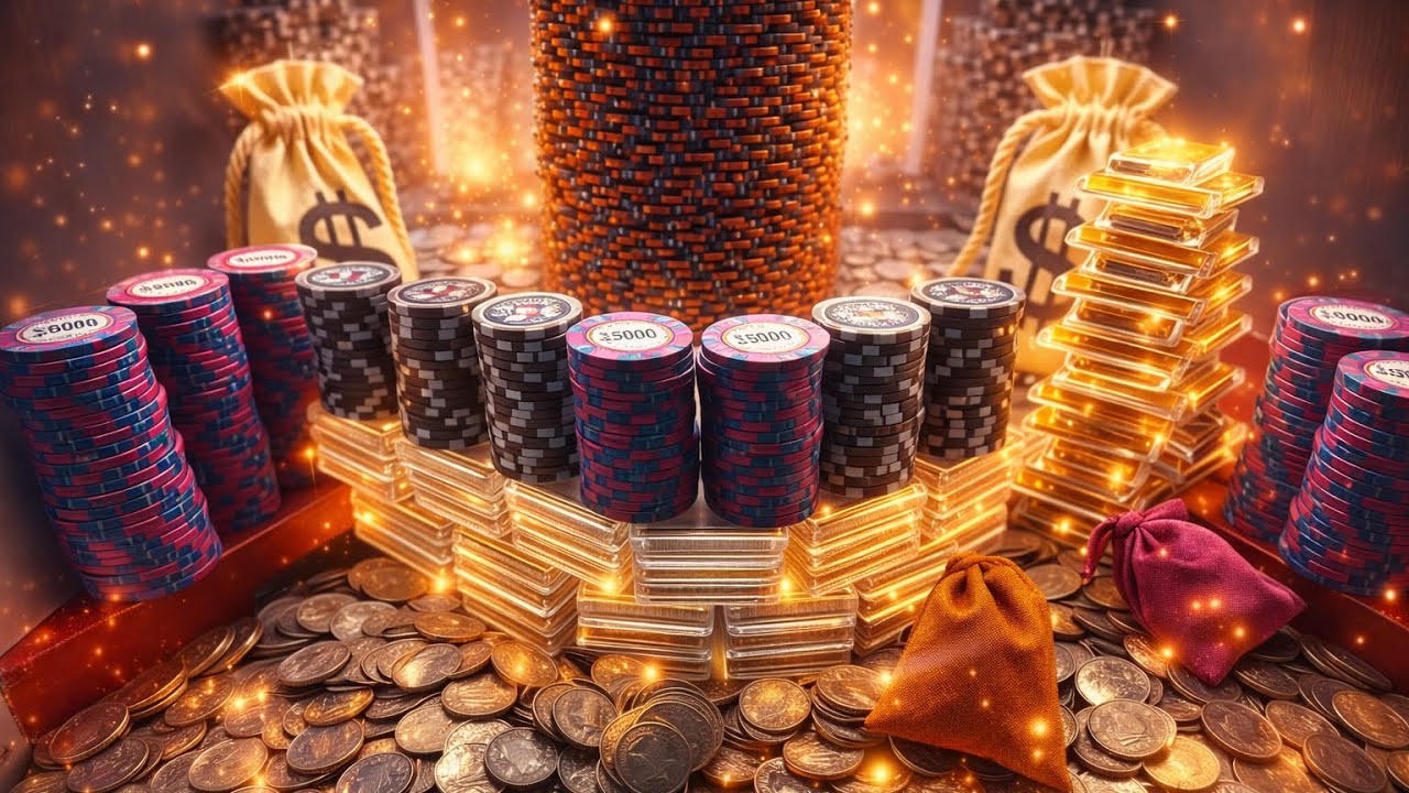 Massive wall of chips destroyed, when Tower falls high limit coin pusher