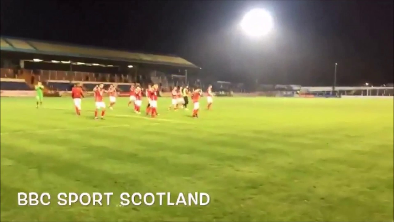 Noisy St Mirren fans celebrate Full Time at Cappielow 11/04/17