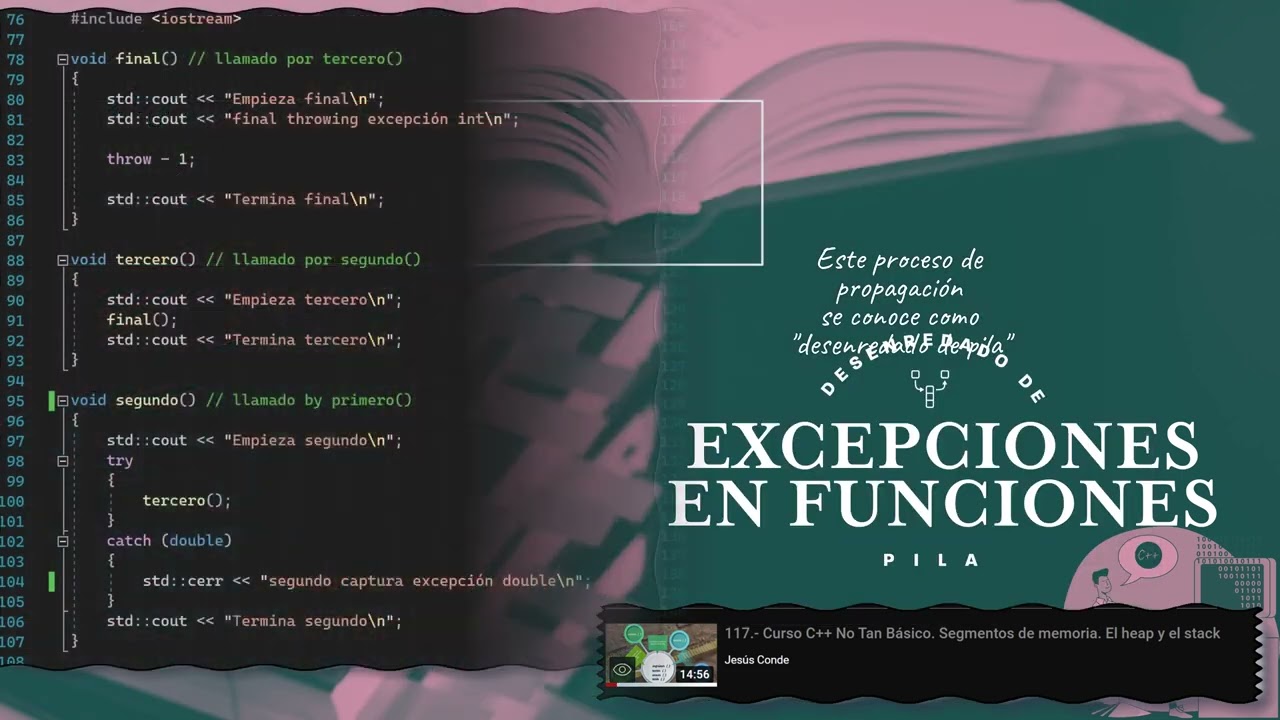 189.- Curso de C++ Avanzado. Uso de excepciones dentro de funciones.