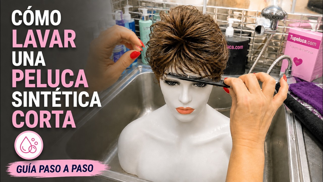 Como lavar una peluca sintetica corta Star-10 Colageno modelo DONATELLA con cardado interior