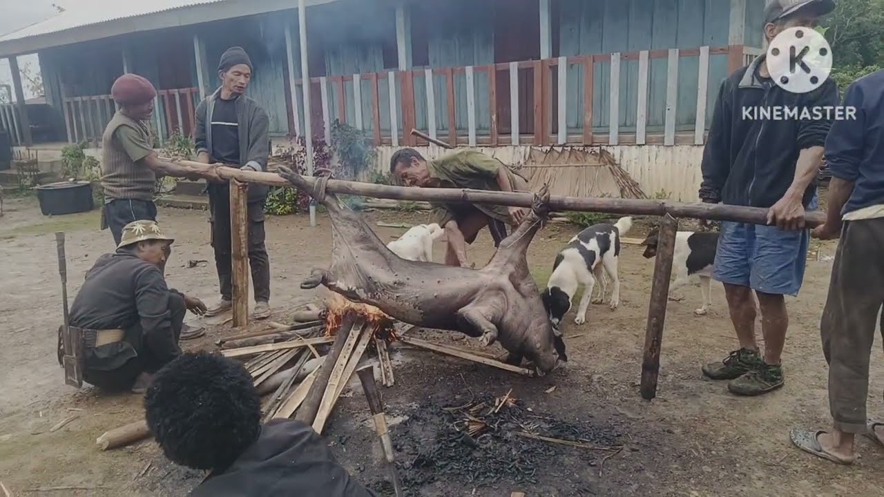Traditional morung construction ( chitao Morung) Kenchenshu vill
