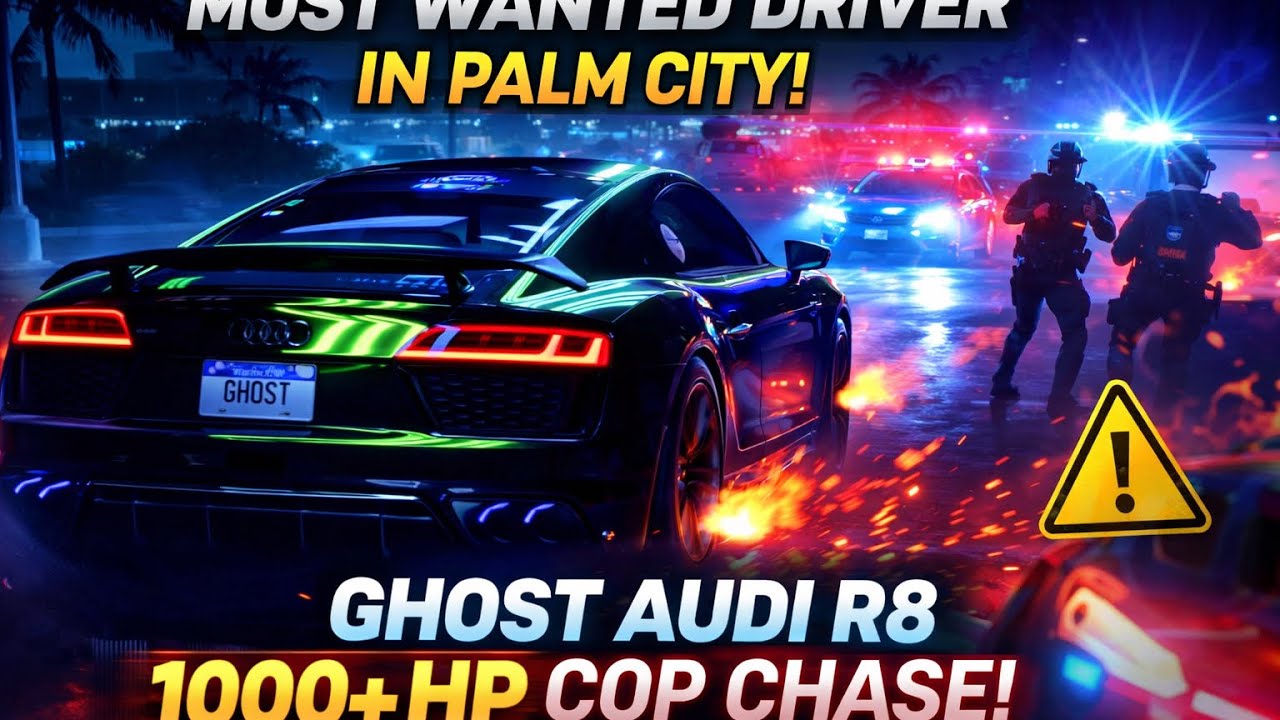 Most Wanted Driver in Palm City Ghost Audi R8 1000+ HP Cop Chase! Easy Escape