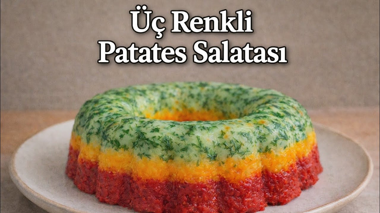 Üç Renkli Patates Salatası Tarifi | Masanıza Renk Katacak Şık Salata !
