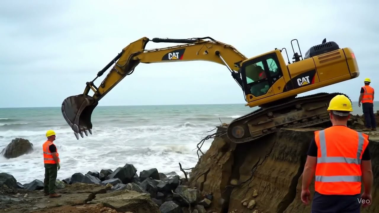 ⚠️ Ground Collapses &mdash; Excavator Falls Down! 😱