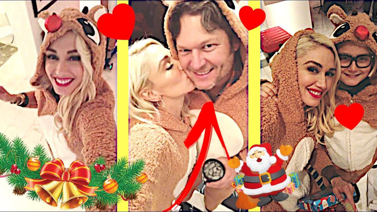 Gwen Stefani wearing Christmas costumes with Blake Shelton & family (2)😍🎀