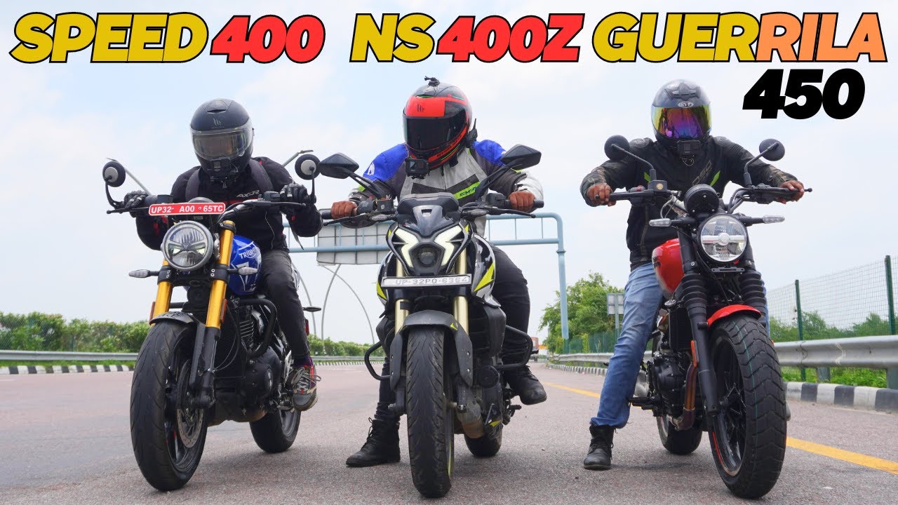 Royal Enfield Guerrilla 450 vs Triumph Speed 400 vs Pulsar NS400Z Drag Race 🔥🔥 | Triple Battle |