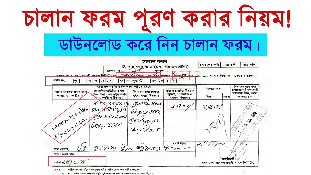 Rules for filling treasury invoice forms | Treasury Challan Form.