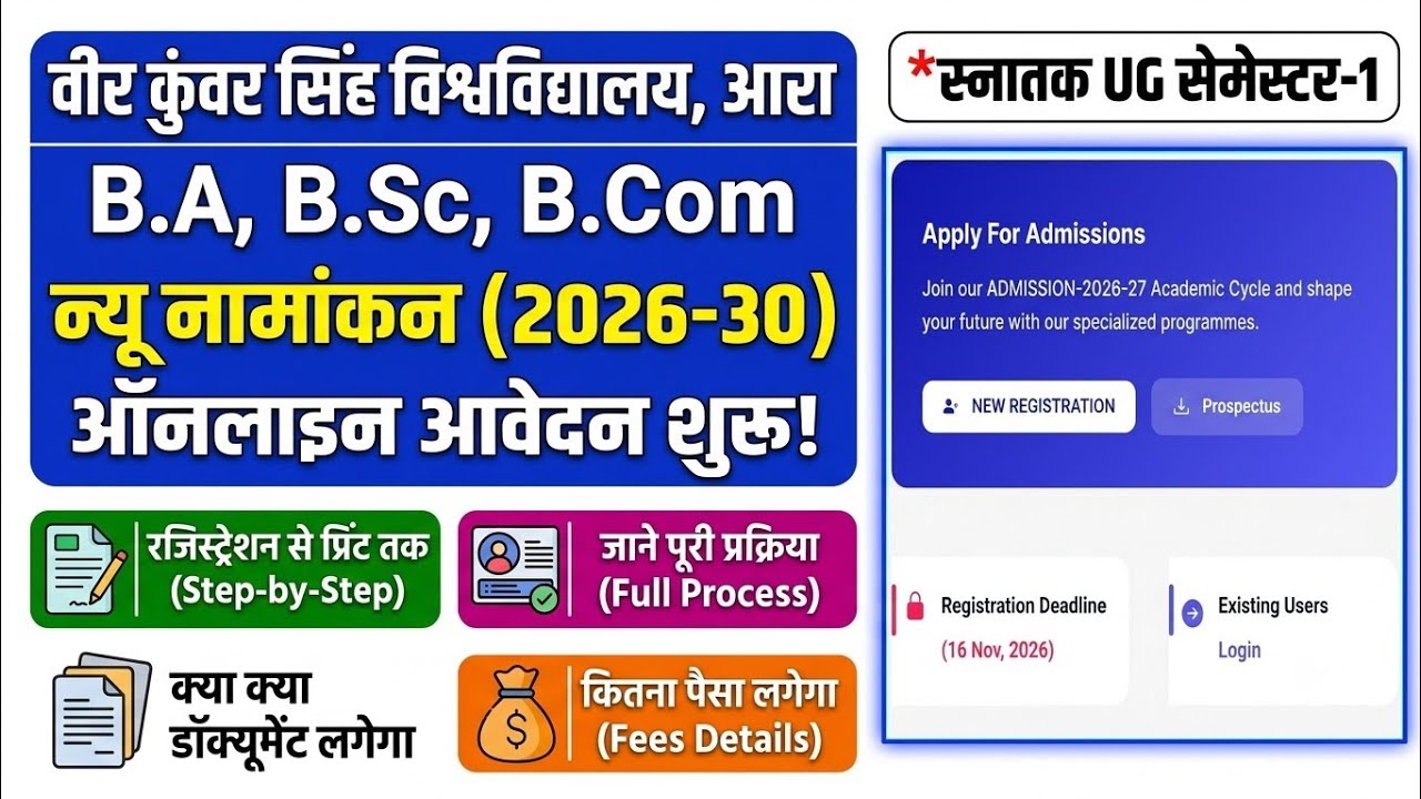 VKSU UG Admission 2026-30 Started 🔥 | Online Apply Kaise Kare? | Required Documents | Full Process