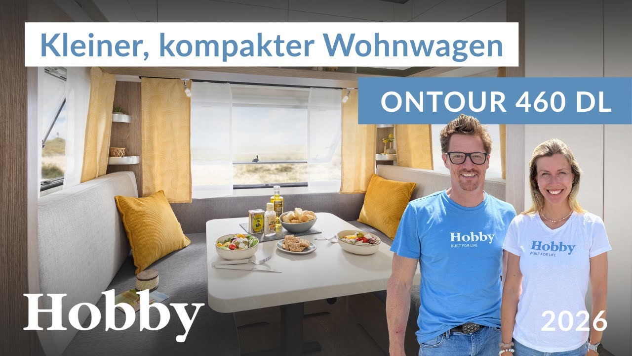 Kleiner, kompakter Wohnwagen für 3 Personen | Hobby ONTOUR 460 DL - Saison 2026
