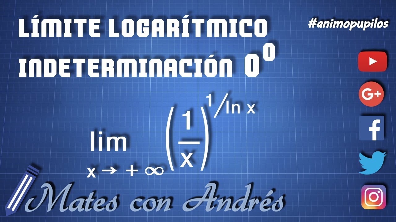 L&iacute;mite logar&iacute;tmico l&rsquo;Hopital. Indeterminaci&oacute;n 0 elevado a 0 (01)