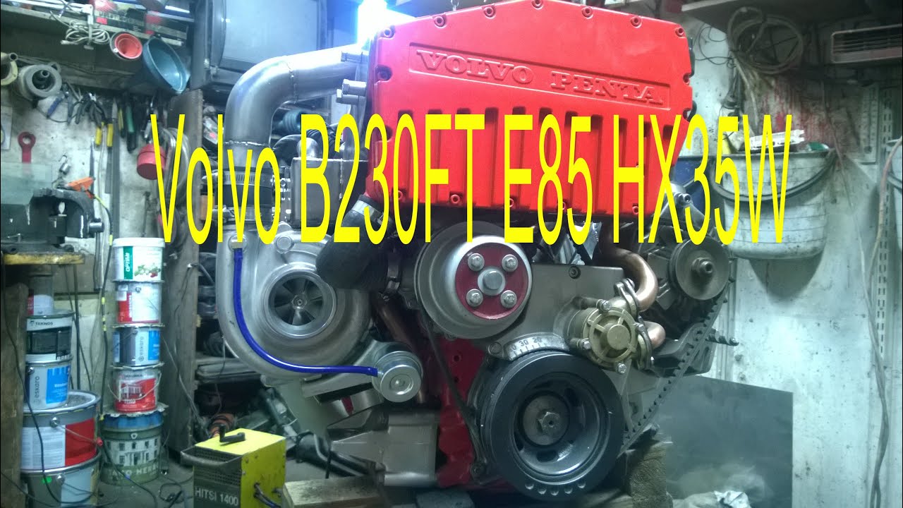 Volvo Penta AQ151B Turbo + HX35W testrun in garage