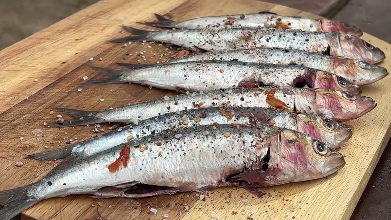 🔥 Golden Crispy Sardines on the fire | Outdoor Cooking