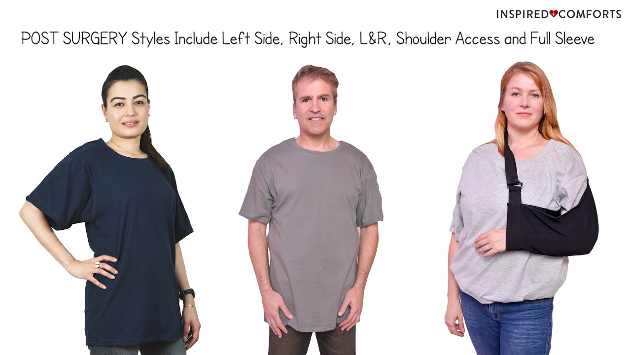 Post Shoulder Surgery Recovery & Rehab Shirt with Stick On Fasteners - INSPIRED COMFORTS