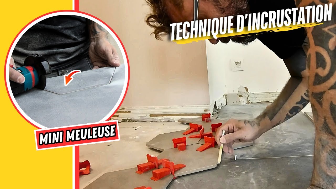 TRACER ET COUPER LA JONCTION ENTRE UN CARRELAGE HEXAGONAL ET UN AUT