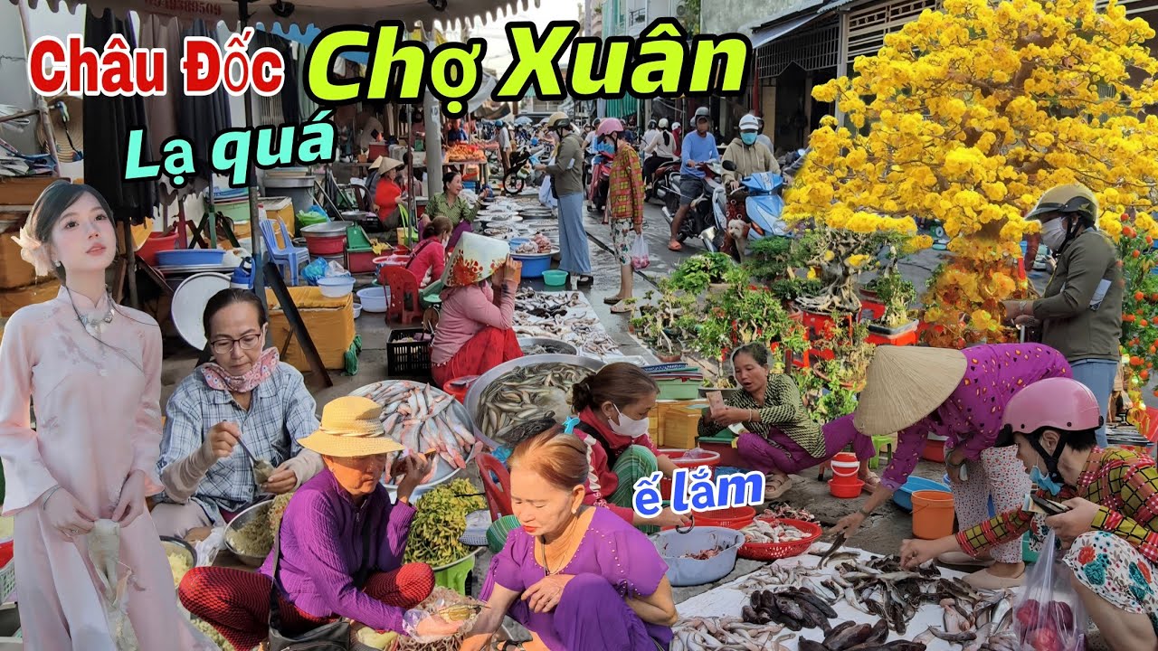 Châu Đốc Chợ Hoa Xuân Nhiều Tiểu Thương Than Ế, Hoa Kiểng Chất Đống, Cá Tôm Sông Đầy Chợ Giá Rẻ