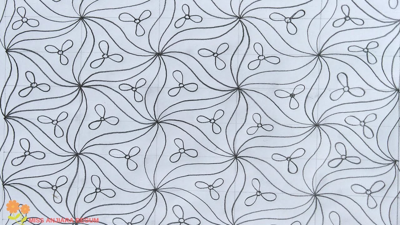 Simple Nakshi kantha design-123,How to draw Nokshi katha ,নকশী কাথার ডিজাইন, नोक्षी कथा डिजाइन