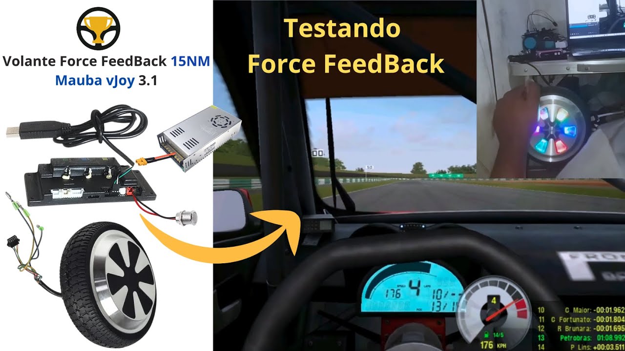 Modulo Volante Force FeedBack Mauba vJoy 3.1 - Teste de Force Feedback
