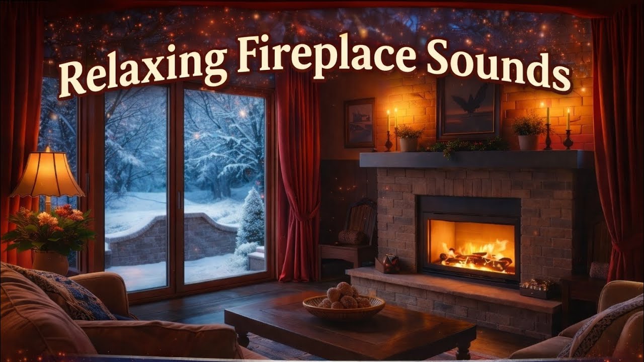 Relaxing Fireplace Sounds 🔥 4K Cozy Winter Night for Sleep