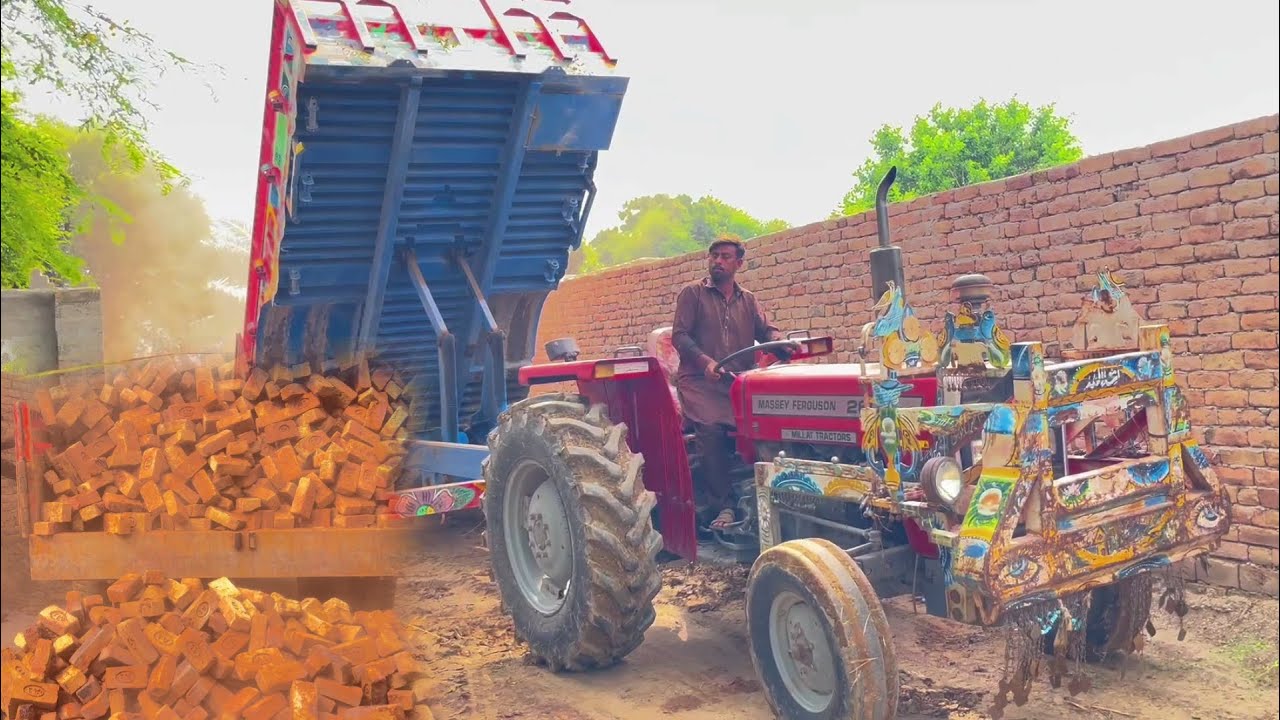 mf 260 tractor trolly unloading bricks | mini mf 260 tractor power | old tractor power fails