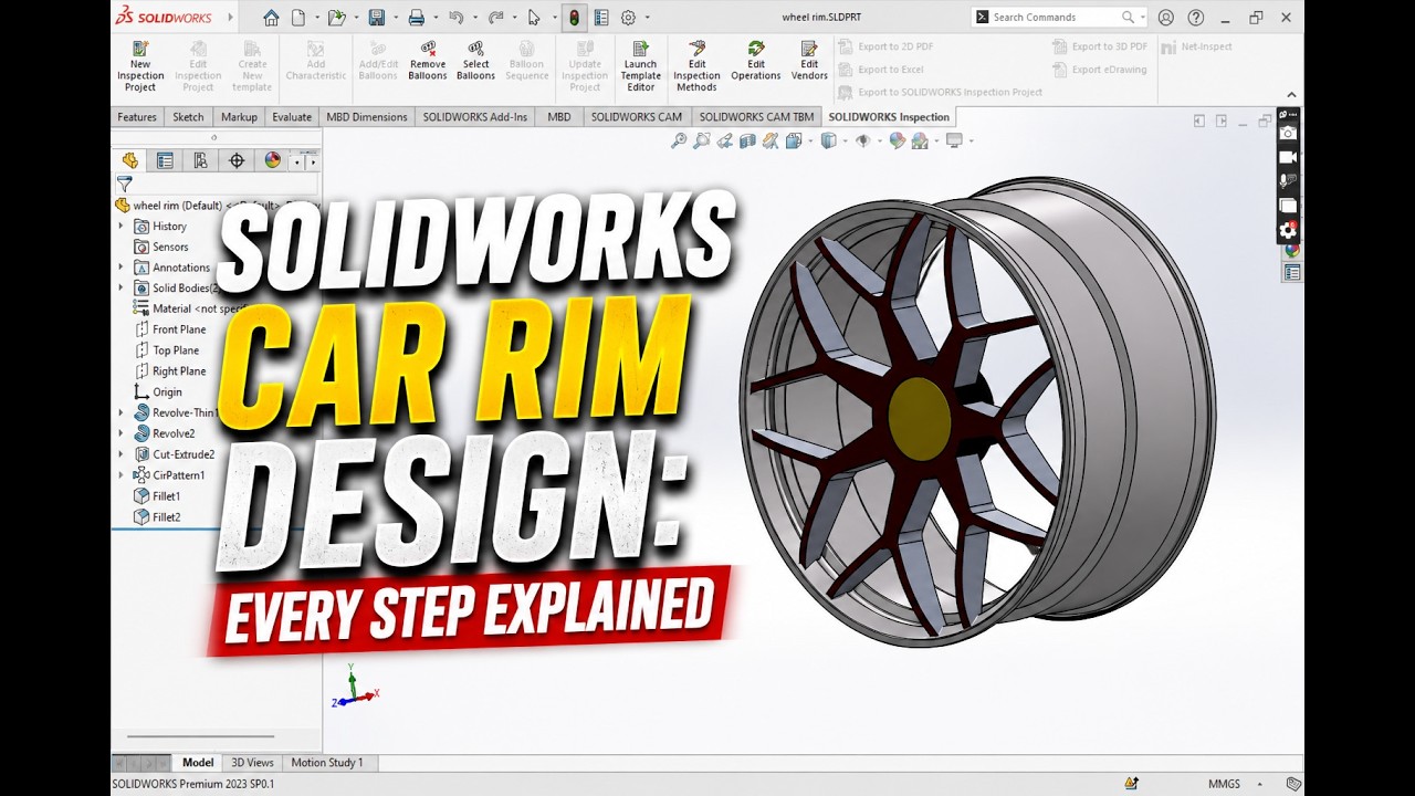 SolidWorks Car Rim Design: Every Step Explained