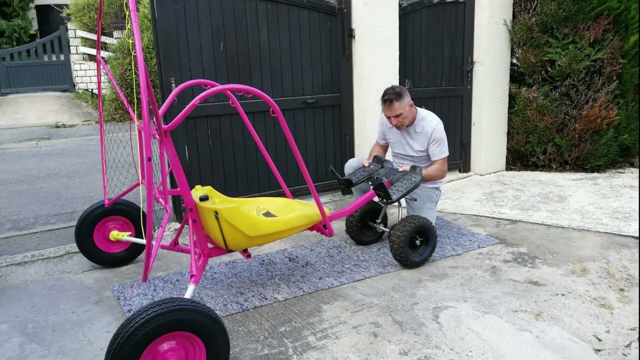 Chariot Funflyer relooké ! Adventure paramoteur Paris Est. Partie 1.