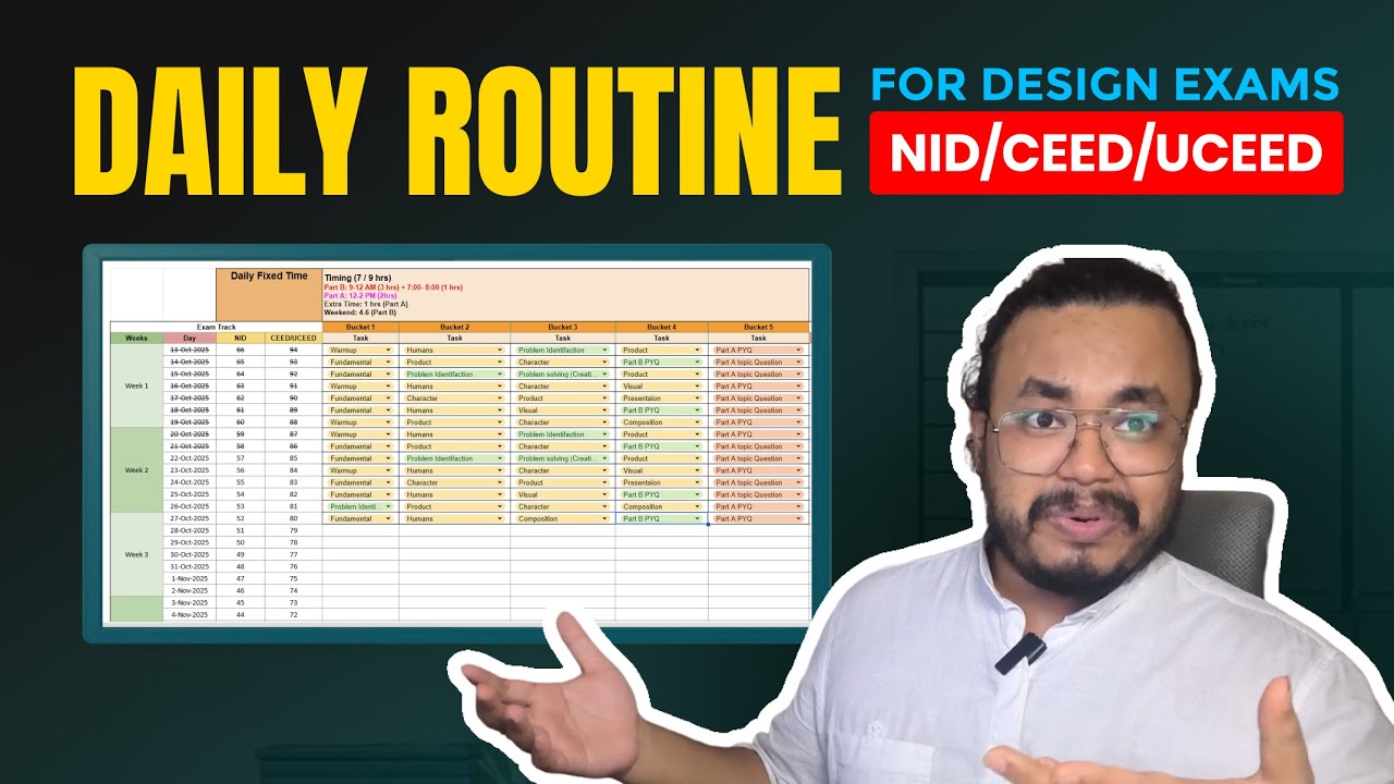 Create Your Perfect Daily Routine for NID, UCEED & CEED 2026 | Free Excel Planner Inside!