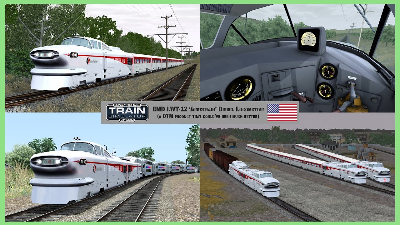 EMD LWT-12 'Aerotrain' Diesel Locomotive review ~ Train Simulator