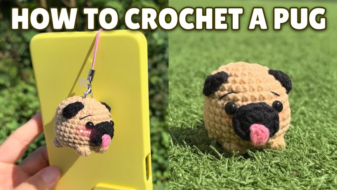 How to Crochet a Cute Pug Mini Keychain Free Amigurumi Tutorial (beginner friendly)