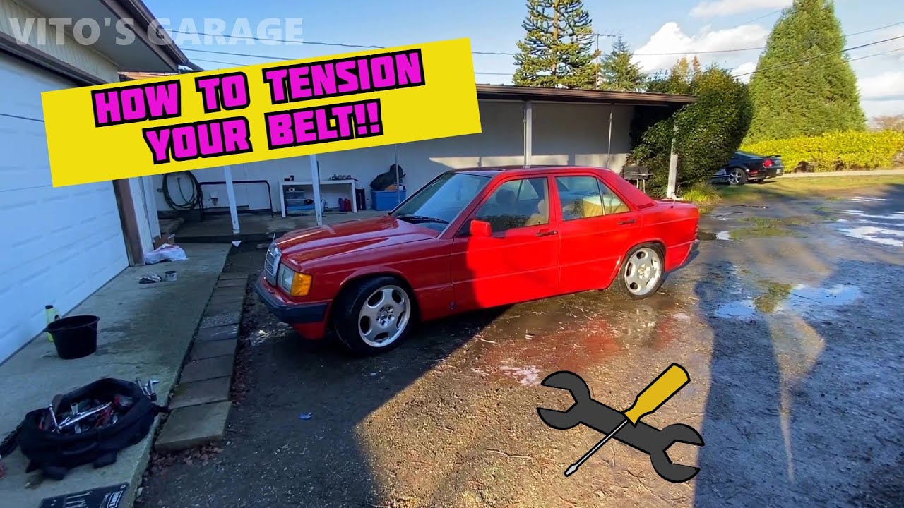 How to Tighten a Serpentine Belt on Inline 6 Mercedes M103 Engine 190E W124 W126 W463