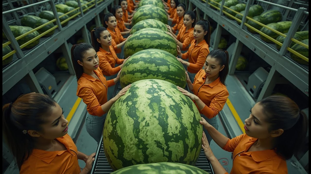 Amazing Watermelon Processing Plant! From Farm to Bottle 🍉 Satisfying Factory Process