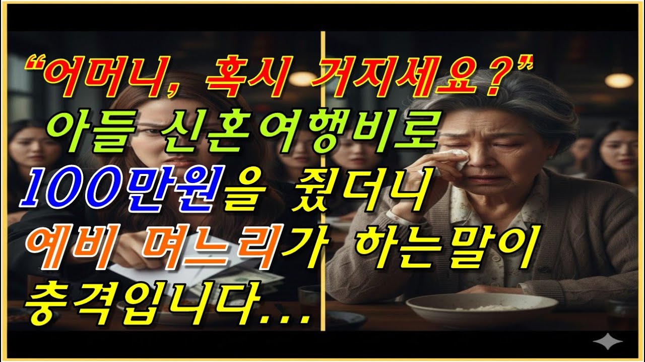 아들 신혼여행비로 100만원 줬더니 예비며느리의 충격적인 발언..l 노후사연 l 시니어사연 l 사연채널 ㅣ오디오북