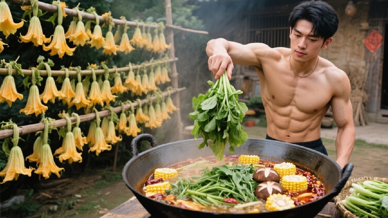 Countryside Foraging Adventure: Digging Wild Vegetables For A Hotpot Feast With Mountain Flavors!