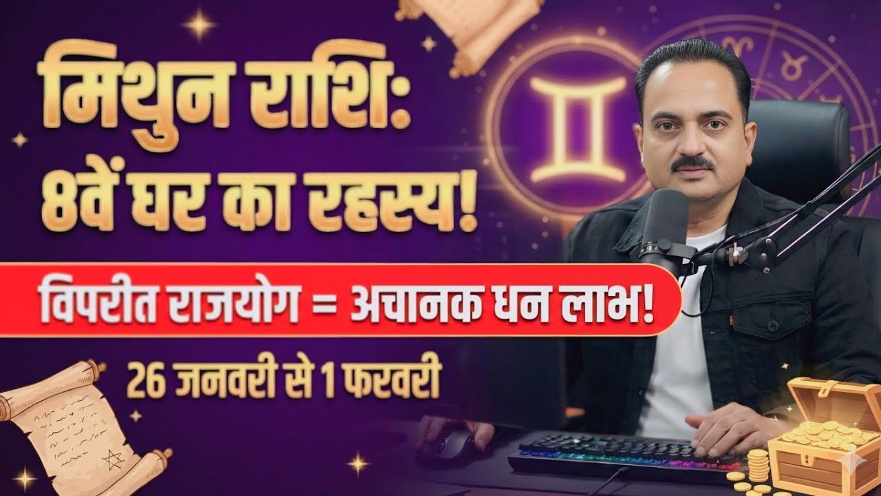 मिथुन राशि 26 जनवरी से 1 फरवरी 2026 | 8वें घर में 4 ग्रह: बड़ा खतरा या विपरीत राजयोग? | Mithun Rashi