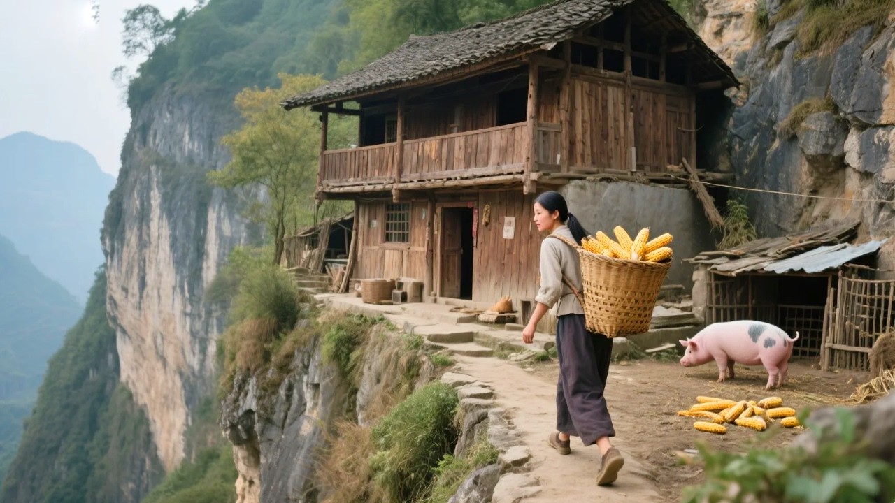 深山探访一独户，门前偶遇美女妹妹，竟然带我到家吃了一顿大餐，真是巴适！【乡村阿泰】