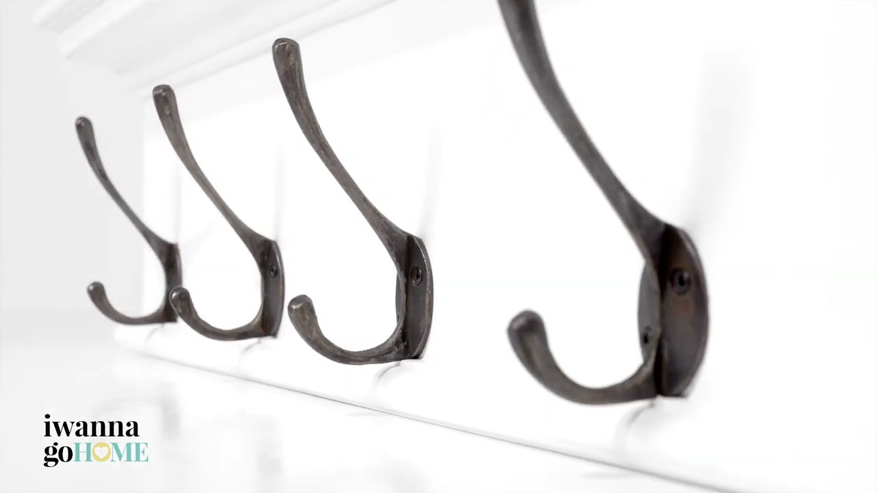 Halifax Coat Hanger Wall Unit 4,6,8 Hooks White  by I Wanna Go Home