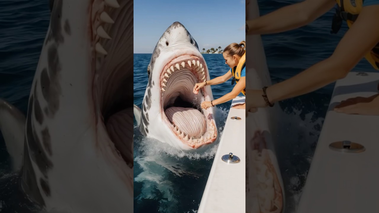 POV: A shark hooks a woman by the 