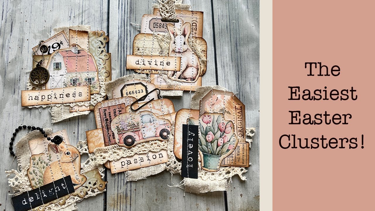 The BEST Way to Mass Make Junk Journaling Clusters Craft Along w Pink Monarch Prints Easter Ephemera