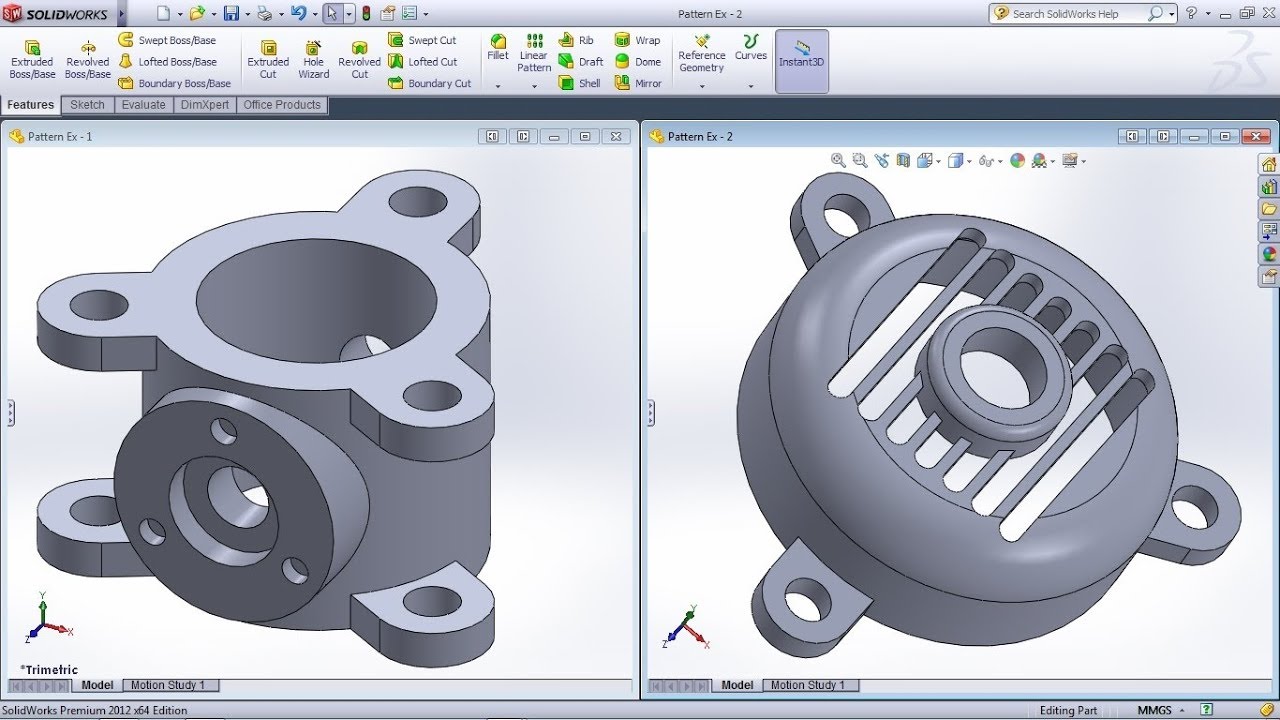 SolidWorks Training Practice Exercises for Beginners - 7 | Using Linear and Circular Patter