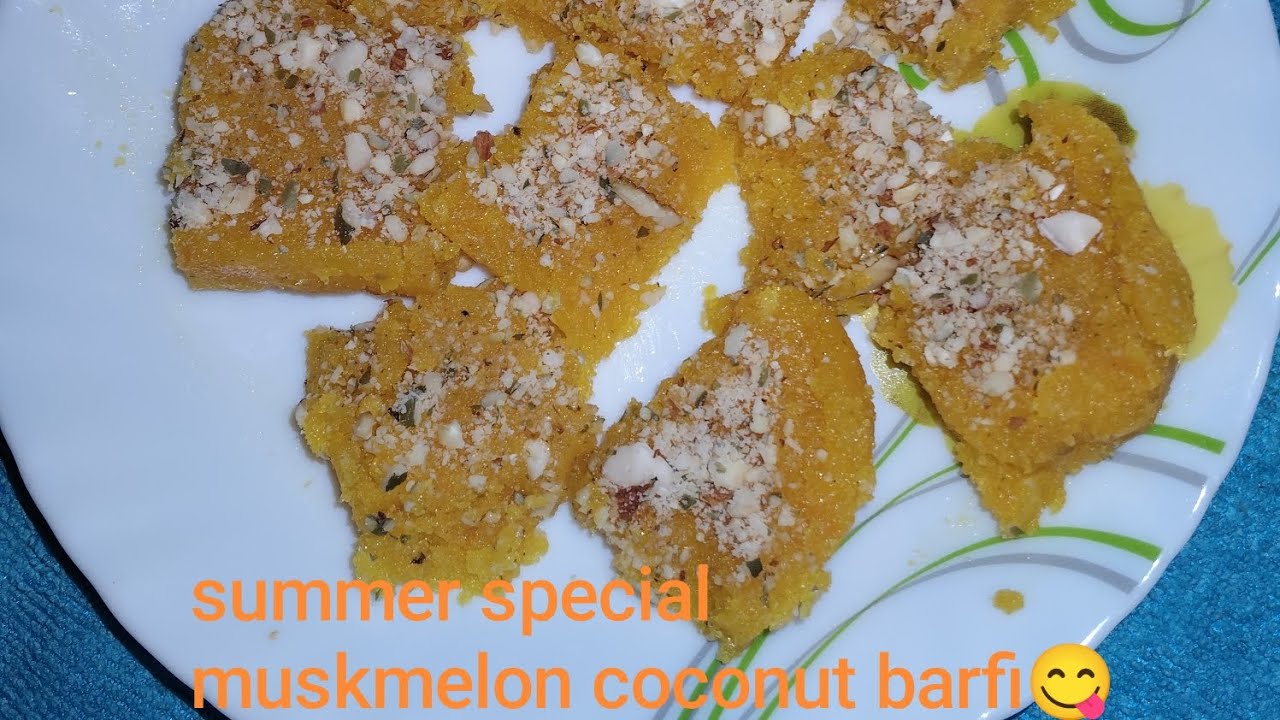 Kharbuj aani khobareyachi navin prakarchi mithai🍈 muskmelon coconut barfi😋