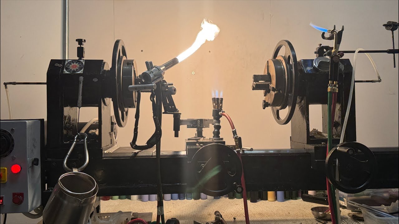 Live Glassblowing Tutorial  - Handmade American Glass/Colors - finishing custom cats toppers