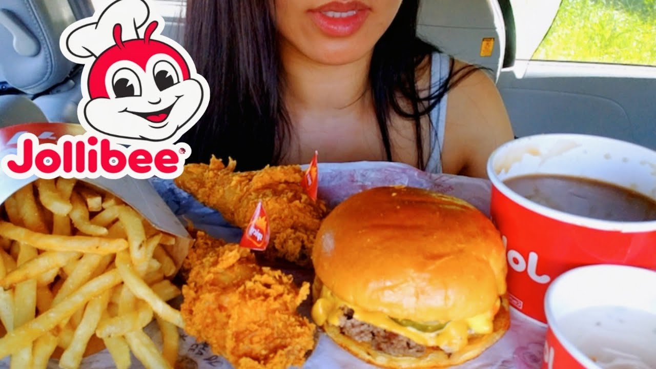 ASMR EATING JOLLIBEE ANGUS CHEESEBURGER FRIED CHICKEN SPAGHETTI CAR MUKBANG REAL Sound 먹방 TWILIGHT