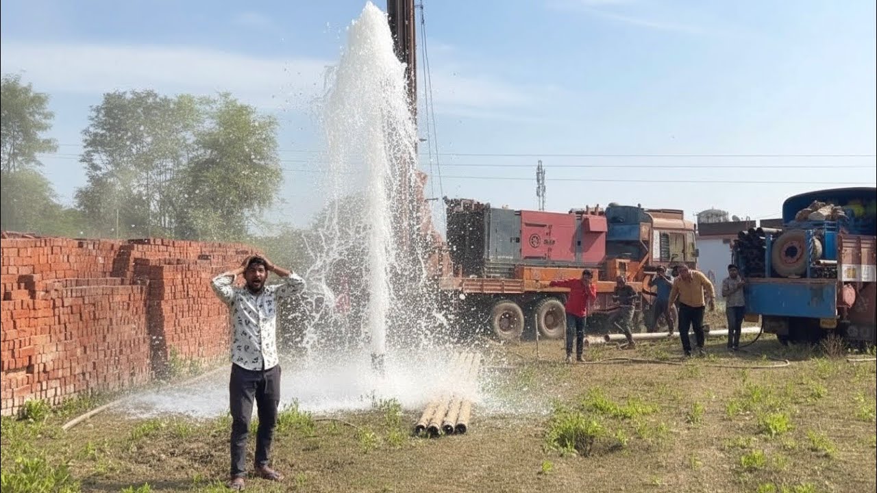 Borewell Drilling - 5 Hp Motor 307 Feet Deep boring With Coconut water checking Method | Borewells