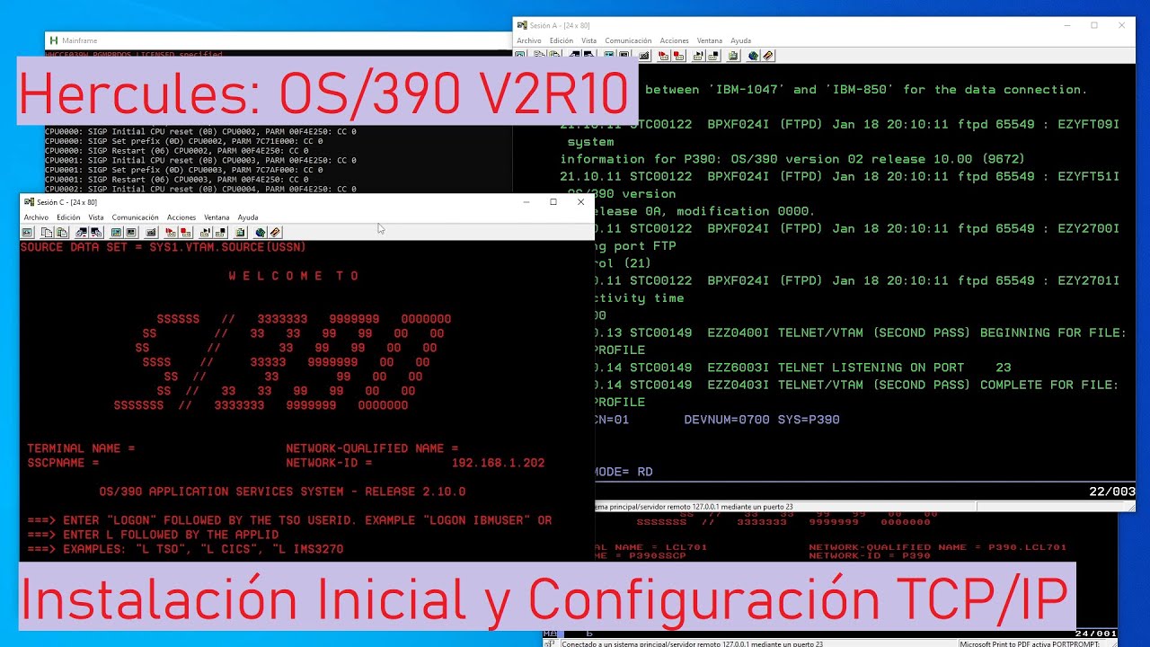 Hercules: Instalación OS/390 V2R10 y configuración TCP/IP