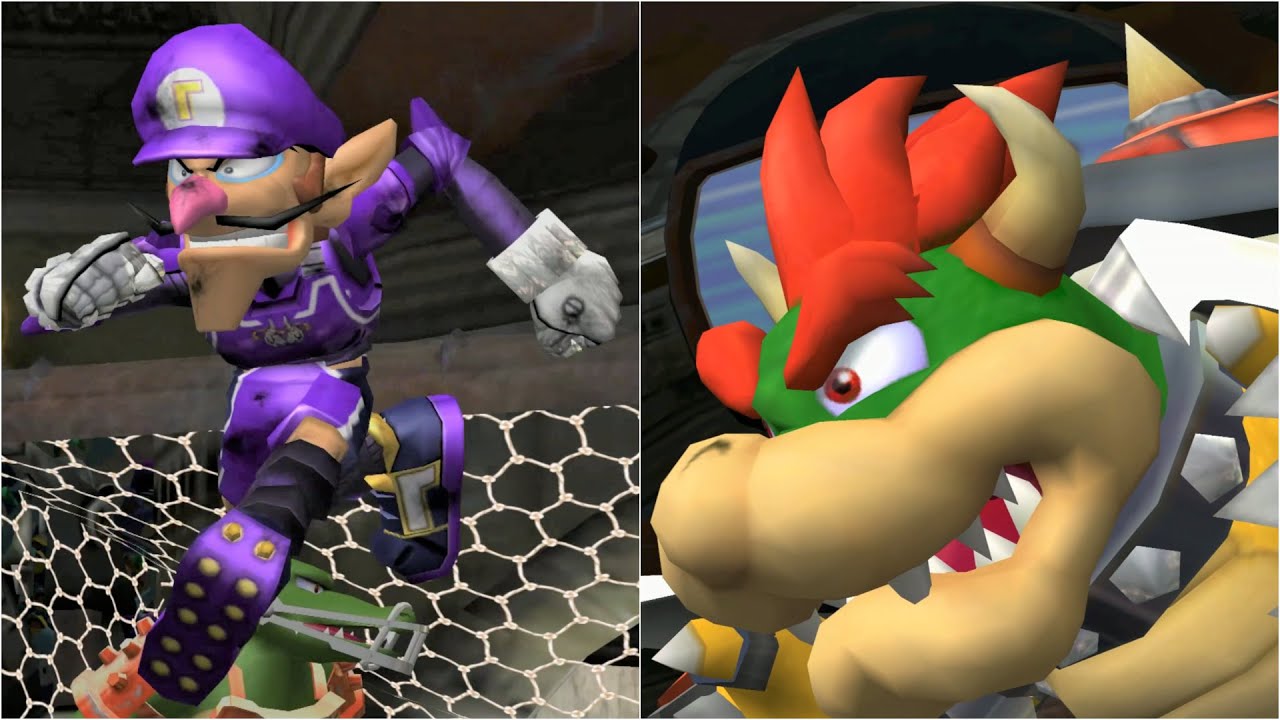Mario Strikers Charged - Waluigi vs Bowser - Wii Gameplay (4K60fps)