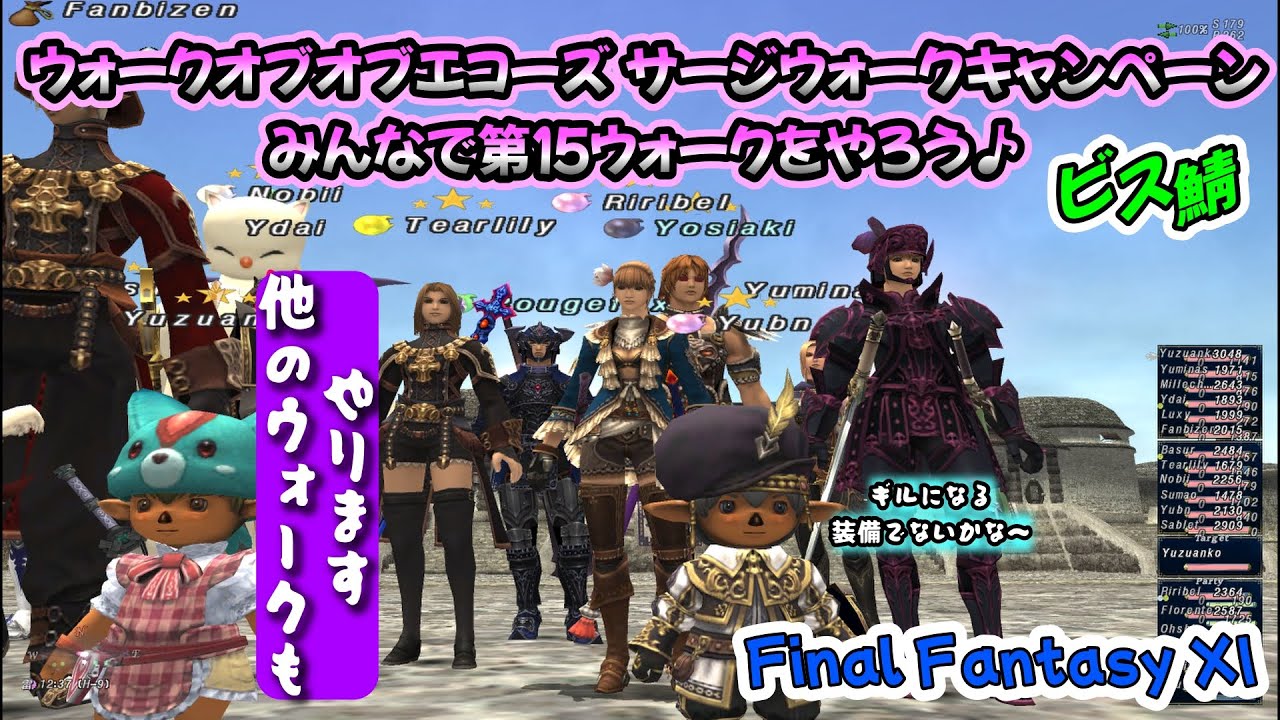 ウォークオブエコーズ💷サージウォークキャンペーンみんなで第１５ウォークやります♪(FF11ビス鯖)