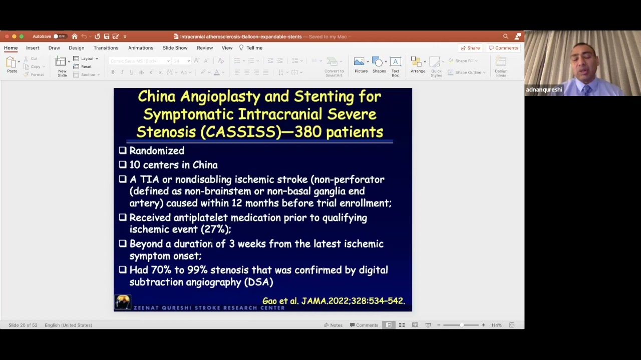 Balloon Expandable Vs Self Expandable Stents For Intracranial Arterial Stenosis | Adnan I. Qureshi